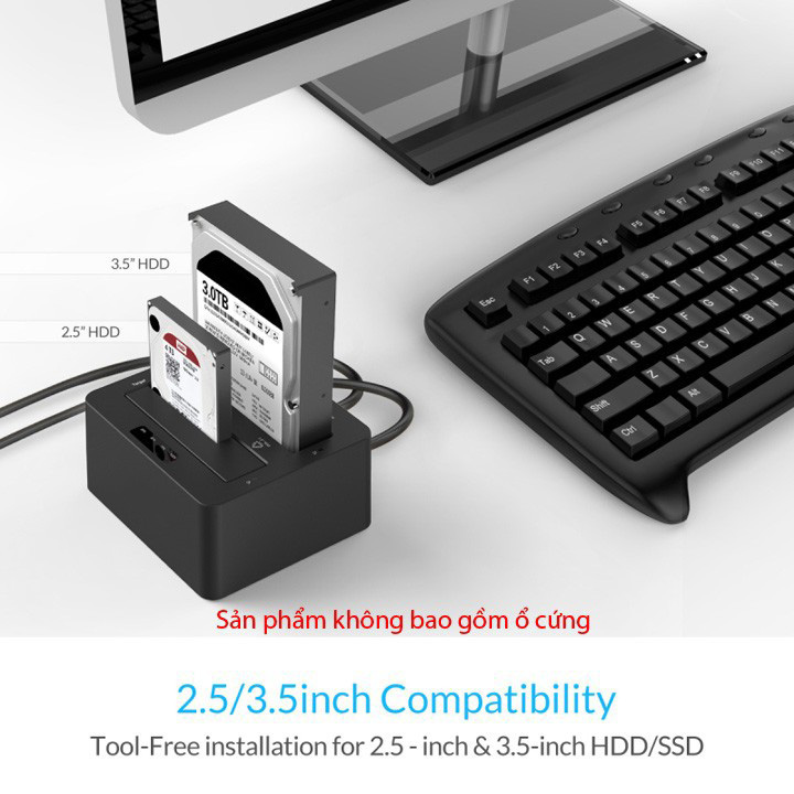 Dock ổ cứng chuẩn SATA USB3.0 hỗ trợ clone 6629US3-C