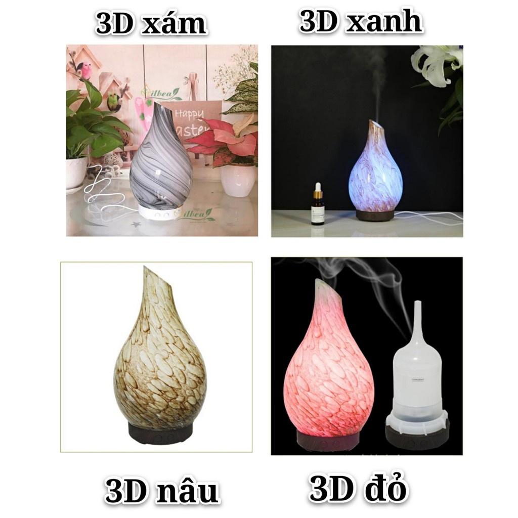 (XTD124) Máy Xông Tinh Dầu LỌ HOA 3D, đèn led tự động đổi màu +1 Lọ tinh dầu