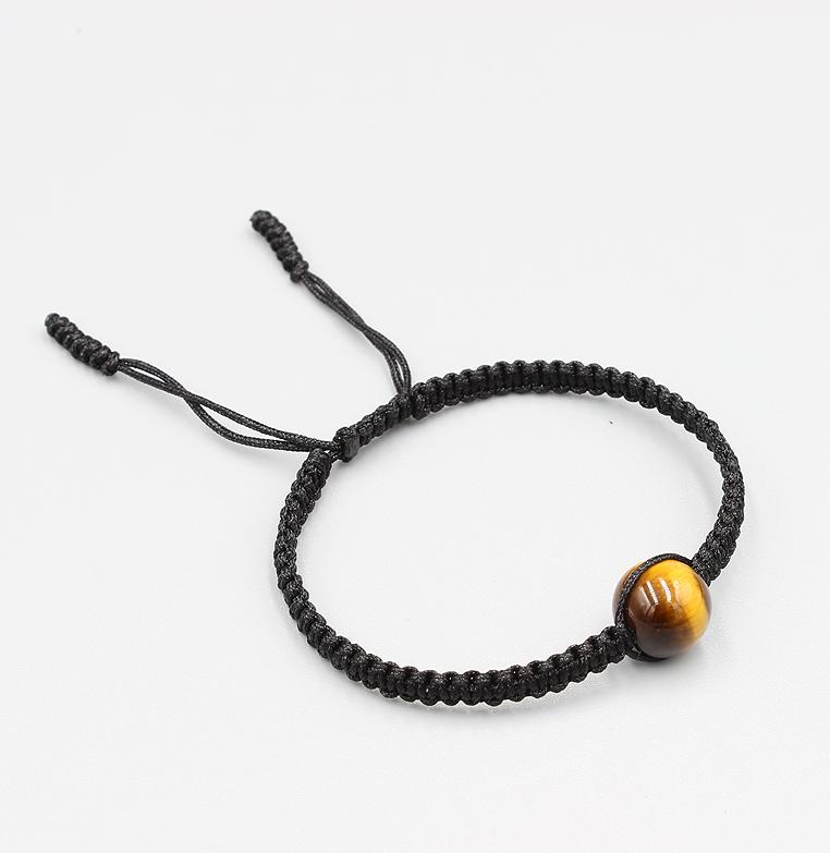 Vòng Tay Thắt Dây Thủ Công Phối Đá Mắt Hổ Vàng Đen Tự Nhiên  10mm