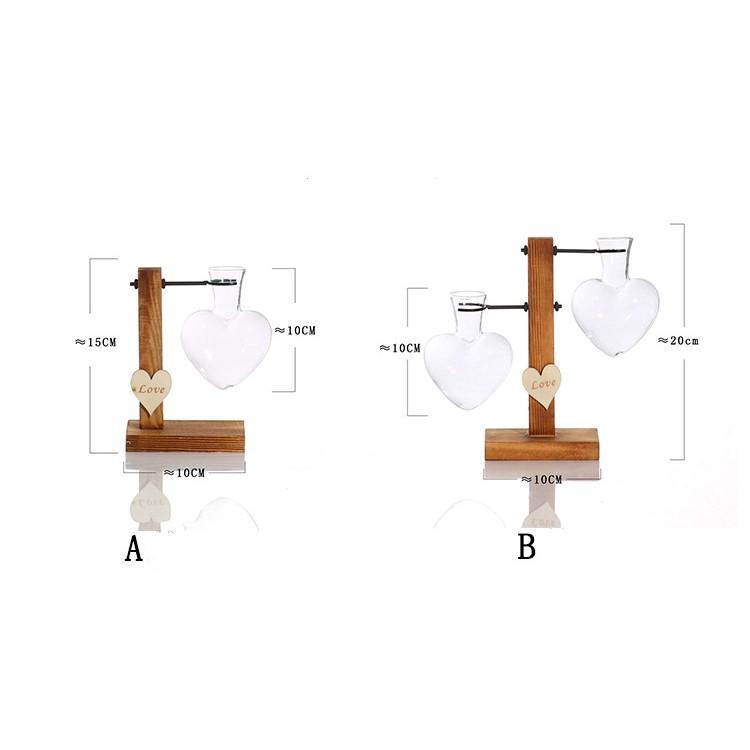 Bình Cắm Hoa Thủy Tinh Hình Trái Tim Để Bàn Làm Việc, Bàn Học