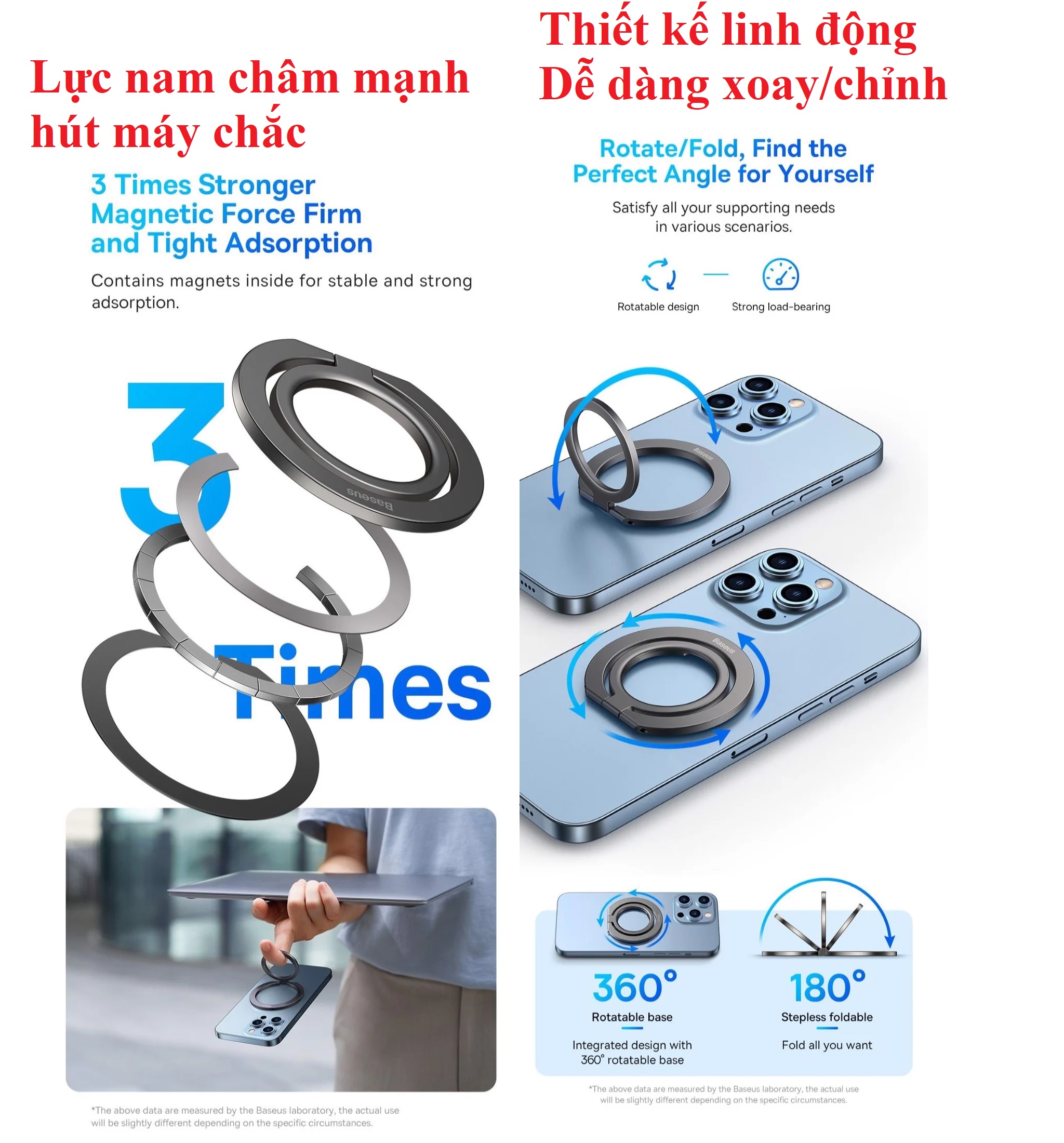 Giá đỡ chiếc nhẫn vòng kim loại gập gọn có nam châm cho iP 12, 13 series Baseus Halo Series BS-HP002 _ Hàng chính hãng