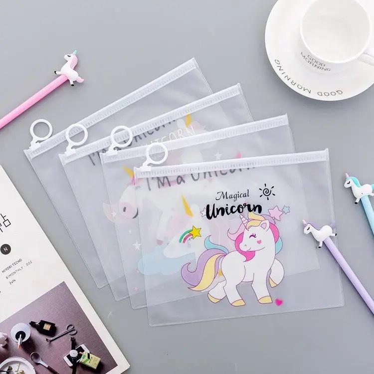 Túi Hộp Bút Trong Suốt Cute Ngựa 1 Sừng Dễ Thương Đa Năng 21 x 17 cm