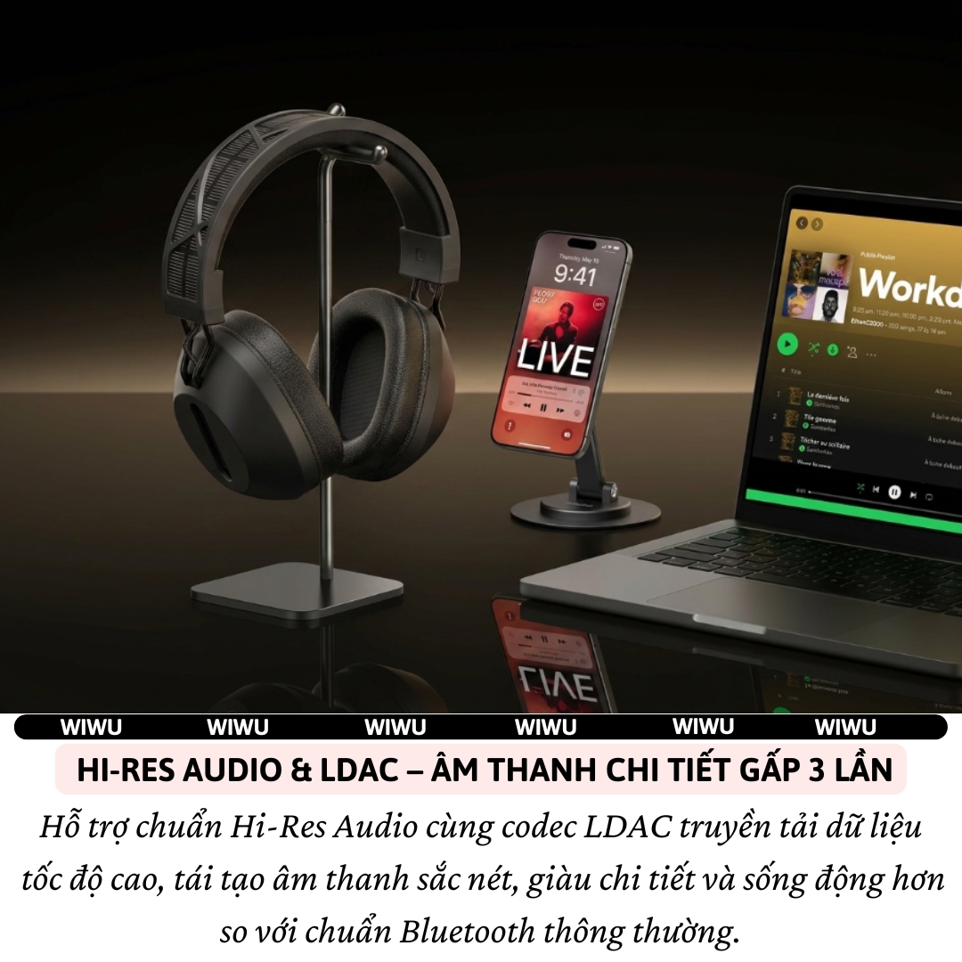 Tai nghe chống ồn ANC NeoSilent Pro cao cấp kết hợp sạc năng lượng mặt trời WIWU Solar TD-06 Bluetooth 5.3,Bass mạnh, Spatial Audio sống động, Hi-Res + LDAC nghe cực hay, Pin lâu &amp; sạc nhanh - Hàng nhập khẩu