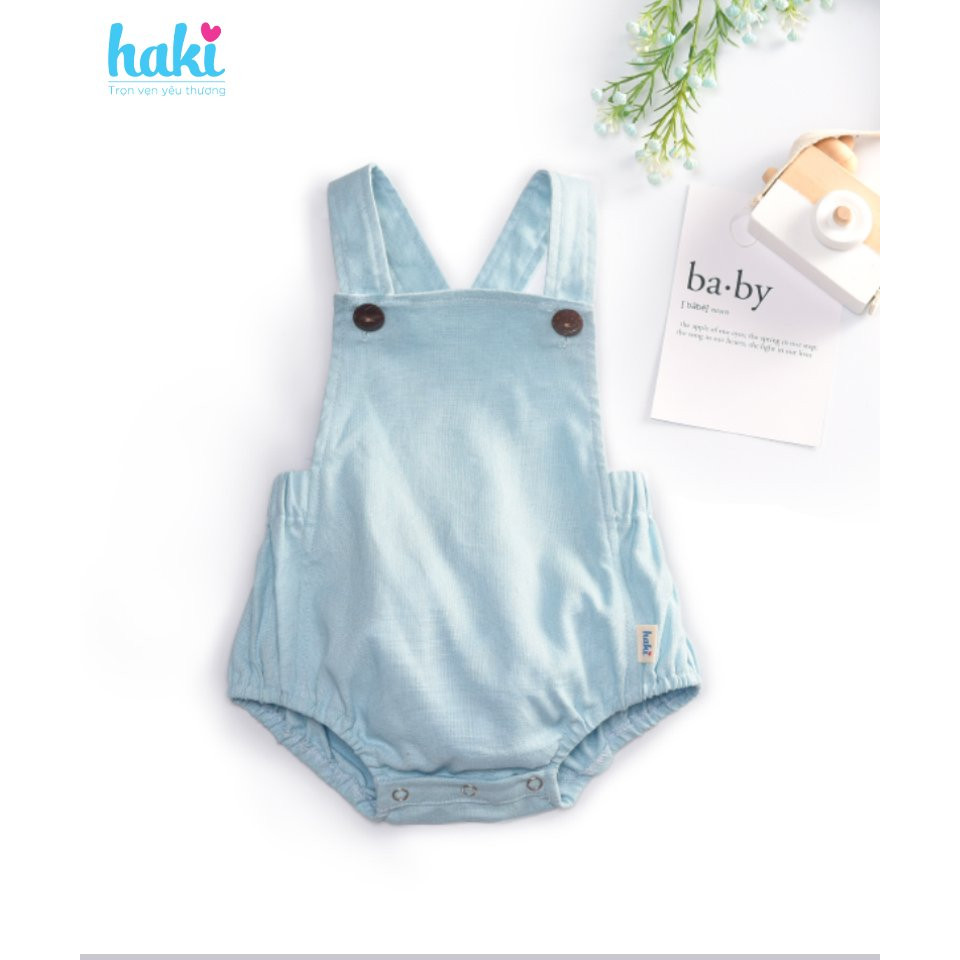 Bộ romper linen lưng chun cho bé trai bé gái Haki BL001, bộ body cho bé, baby bodysuit, set áo liền quần cho bé từ 6-13kg