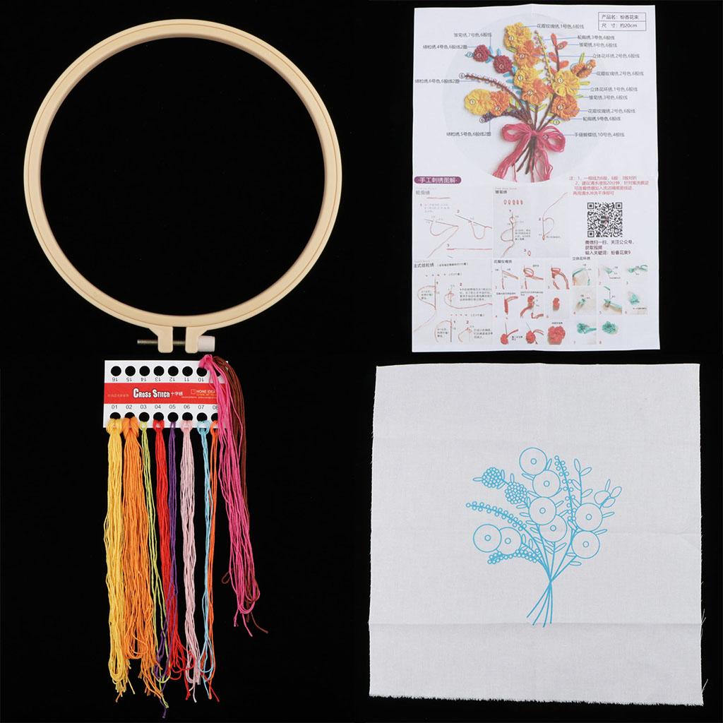 Embroidery Starter Kit with Flower Pattern DIY Cross Stitch Crafts Flower 1