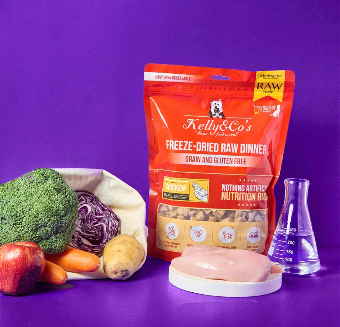 Thức ăn Raw Food cho chó cá hồi &amp; thịt vịt tươi KELLY CO'S Freeze Dried Raw Food For Dog [ 156g