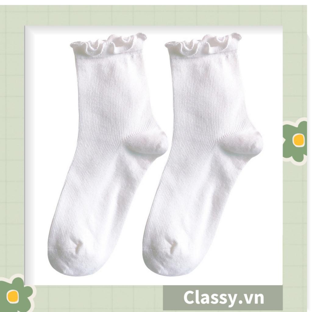 Tất cổ cao Classy,  vớ cổ cao tai bèo chất liệu cotton nhiều họa tiết G1390 - G1391 - G1392 - G1393