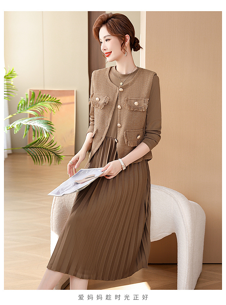 Đầm Xòe Xếp Ly Phối Áo Khoác Không Tay Sang Trọng VH33 - Hàng Quảng Châu Cao Cấp