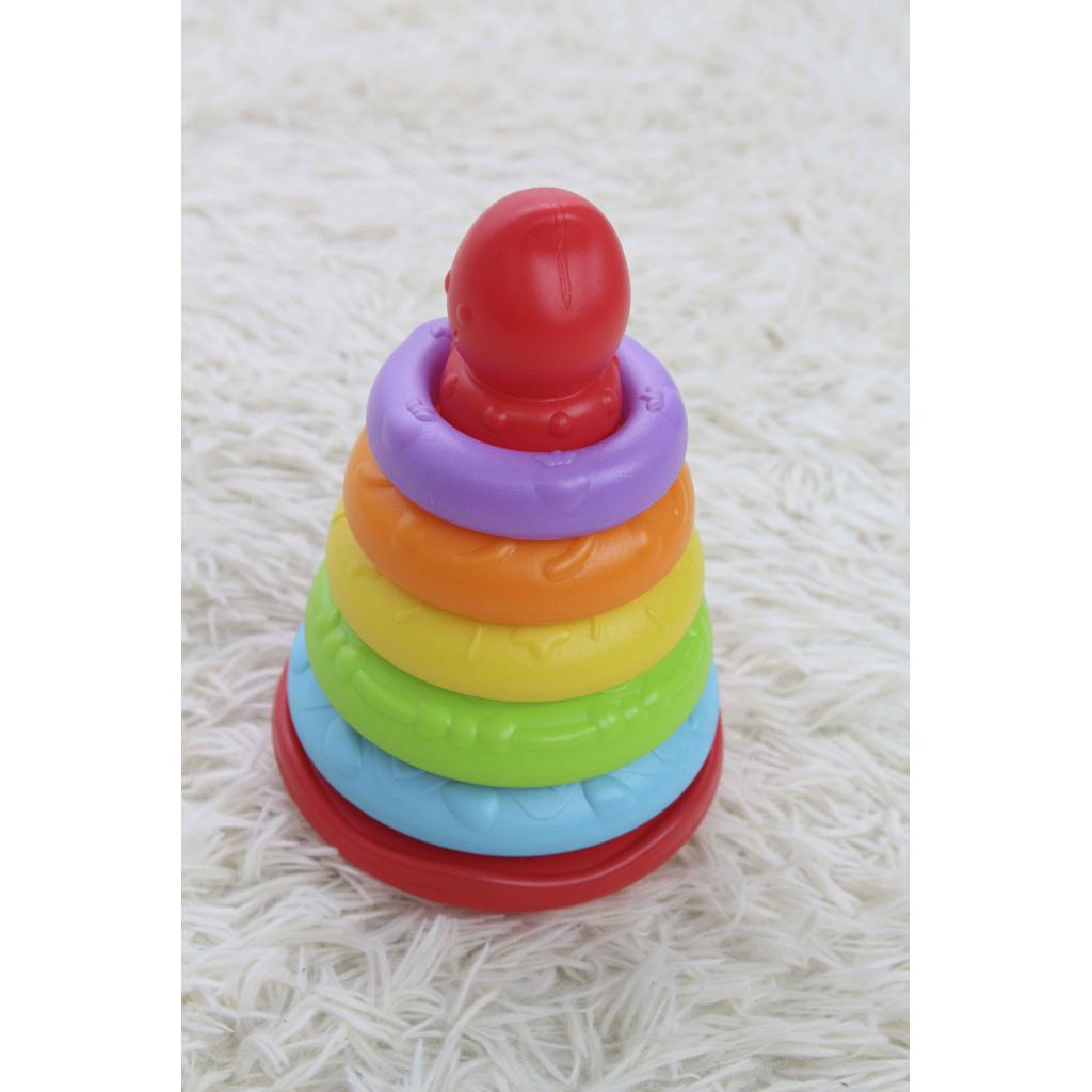 Cột bánh tháp xếp chồng vòng màu sắc  0774 - đồ chơi cho bé 6-24 tháng phát triển tư duy logic - BPA Free