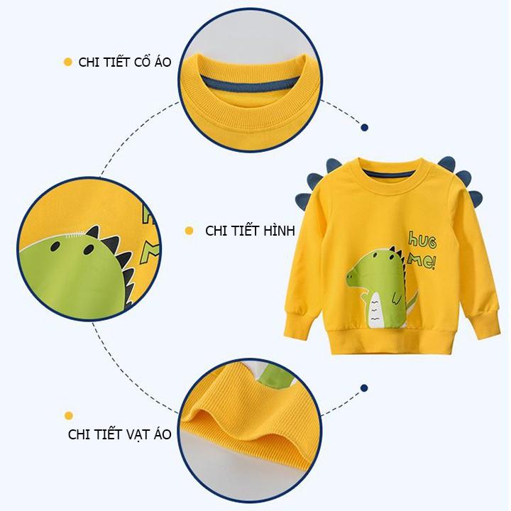 Áo trẻ em Khủng Long Nỉ Da Cá Cho Bé Chất Cotton cho bé từ 10-35kg