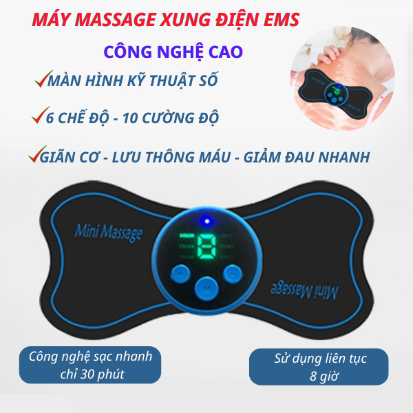 Máy Massage Xung Điện EMS,Máy Massage Toàn Thân Cao Cấp Làm Quà Tặng Người Thân,Màn Hình Kĩ Thuật Số,Kiểu Dáng Sang Trọng,Nhiều Kĩ Thuật Massage Chuyên Nghiệp Giúp Giãn cơ giảm đau mỏi vai gáy,giảm đau nhức xương khớp và cột sống thắt lưng hiệu quả