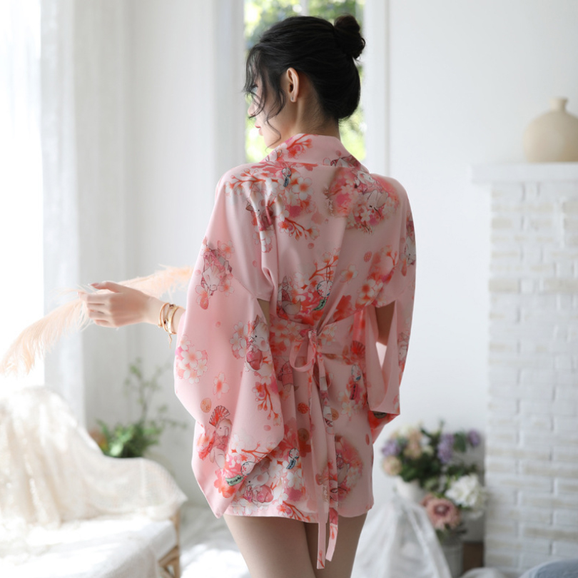 Hình ảnh Đồ ngủ Kimono hồng hoa anh đào Nhật Bản