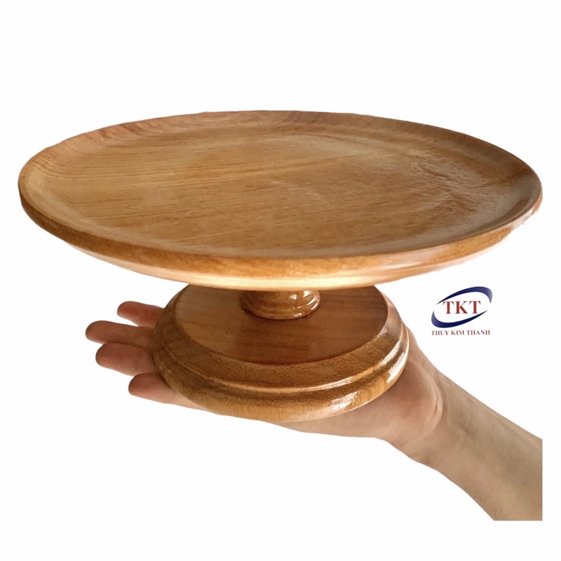 Mâm bồng bằng gỗ gõ,đĩa chưng hoa quả bàn thờ ngang 27 cm