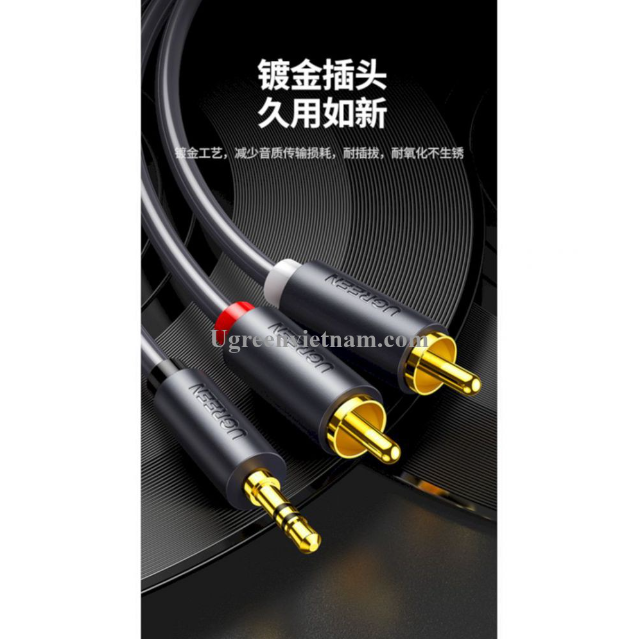 Cáp âm thanh 2 đầu Bông sen sang 3.5mm dương 15M màu Đen  Ugreen 102AT60834av Hàng chính hãng
