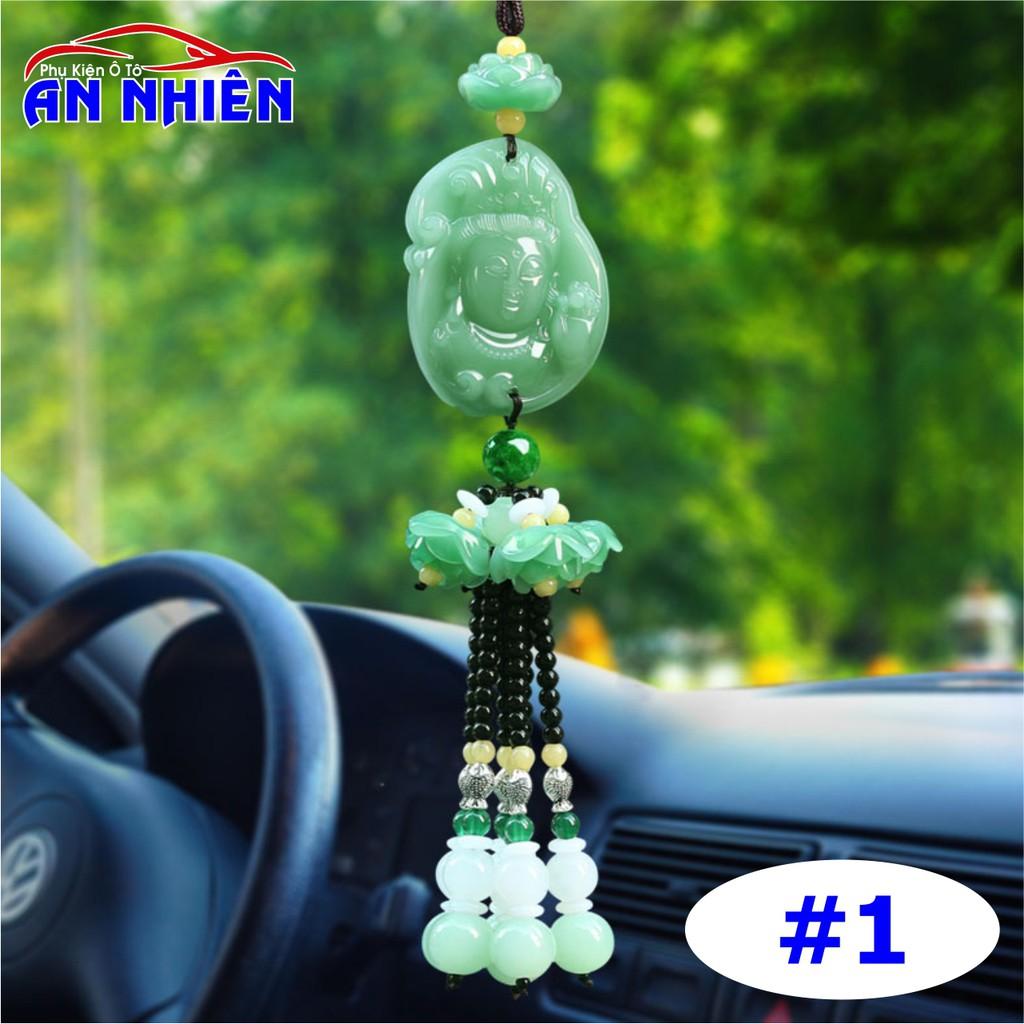 Dây Treo Xe Ô Tô, Khánh Treo Gương Xe Phật Quan Thế Âm Bồ Tát - Ngọc Bội Xanh Cầu Tiền Tài, May Mắn