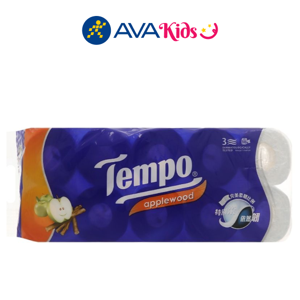 Giấy Vệ Sinh Tempo Hương Gỗ Táo Lốc 10 Cuộn - 3 Lớp - Hàng chính hãng