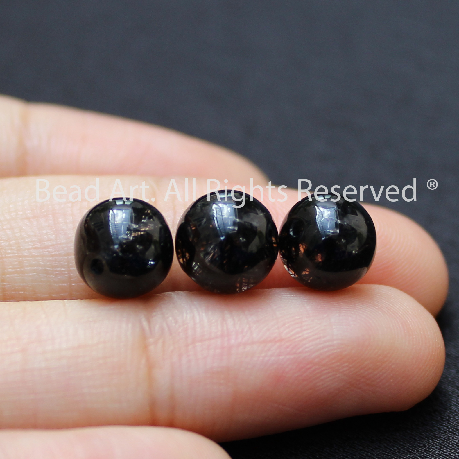 [1 Hạt] 8MM Đá Thạch Anh Tóc Đen Tự Nhiên, Black Rutilated Quartz Loại AAA, Phối Vòng Tay Phong Thuỷ, Chuỗi Hạt, Trang Sức, Hợp Mệnh Thủy, Mộc - Bead Art