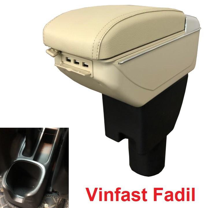Hộp tỳ tay xe hơi, ô tô cao cấp dùng cho xe Vinfast Fadil DUSB-FD tích hợp 7 cổng USB: Màu Đen và Be