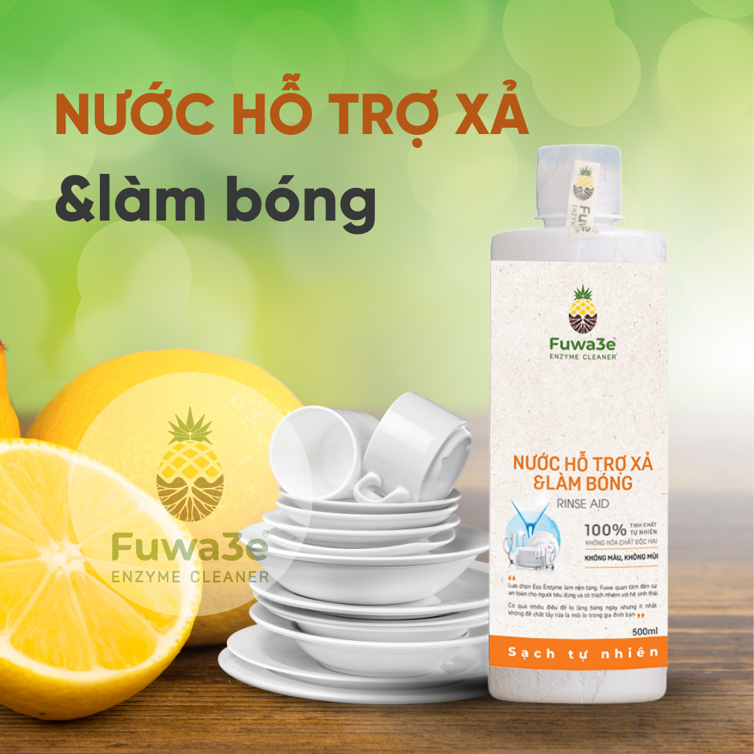 Nước làm bóng chén ly hữu cơ Fuwa3e 500ml - - Chất trợ xả dùng cho máy rửa chén