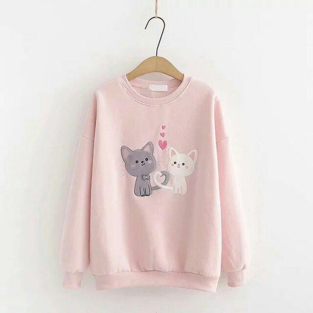 ÁO THUN HỌA TIẾT MÈO DỄ THƯƠNG UZZLANG CHẤT ÁO DÀY DẶN