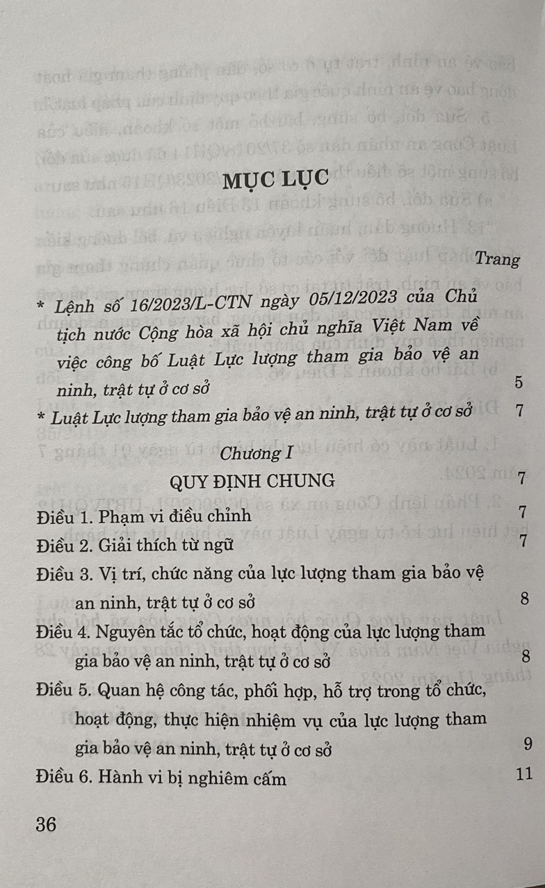 Luật Lực lượng tham gia bảo vệ an ninh, trật tự ở cơ sở