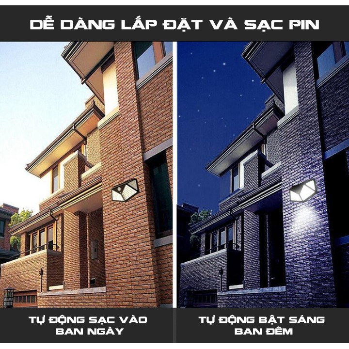 Đèn năng lượng mặt trời cảm biến chuyển động 3 chế độ sạc tích điện chiếu sáng