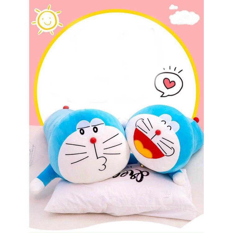 Gấu bông to thú nhồi bông gối ôm hình thú doraemon mặt biểu cảm