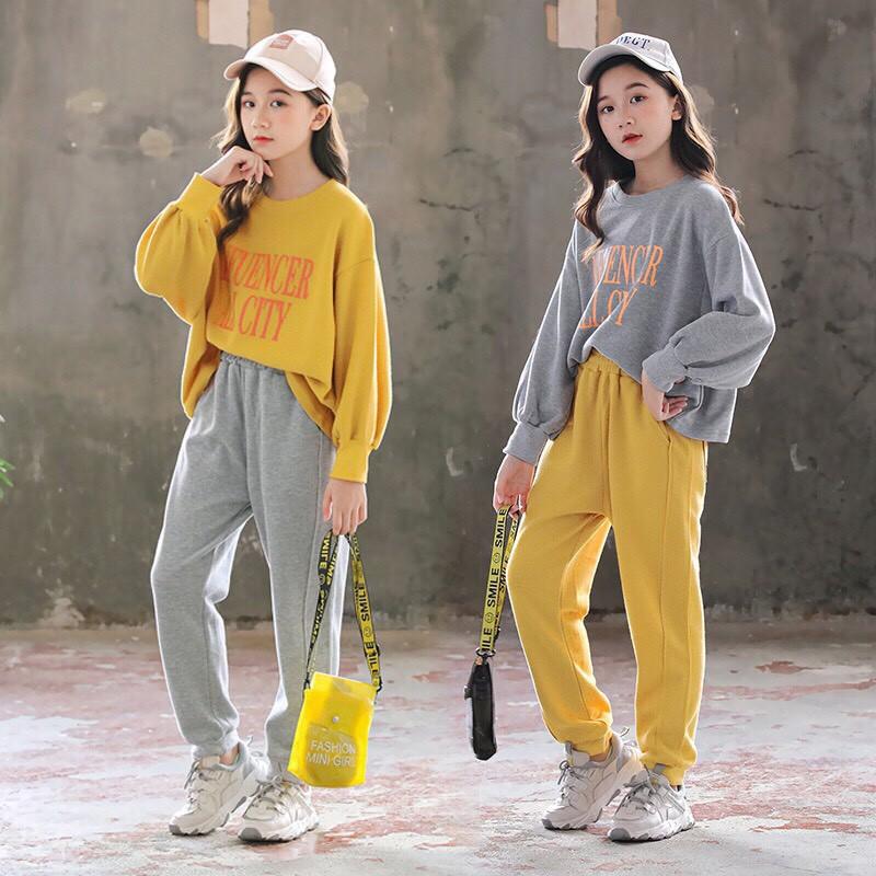 Bộ quần áo thu đông trẻ em 14-45kg dành cho bé gái mẫu ALL CITY. Hàng may kỹ, chất vải đẹp, màu sắc bắt mắt