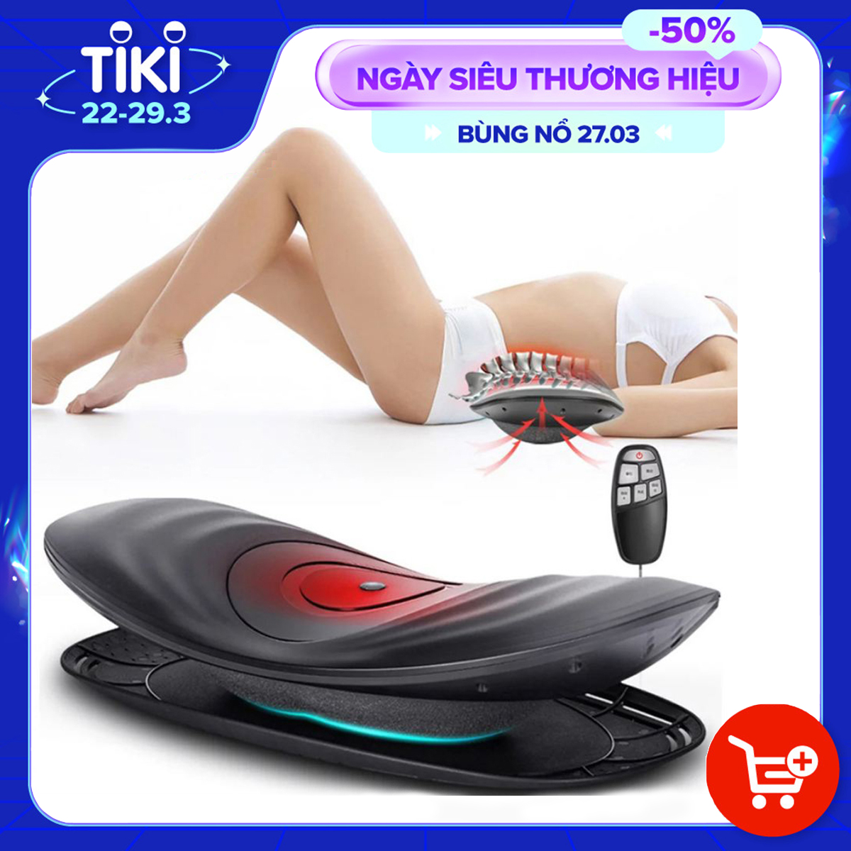 Máy Massage Lưng, Eo, Thắt Lưng - Hỗ Trợ Cột Sống Lưng, Thoát Vị Đĩa Đệm, Thoái Hóa, Đau Lưng, Vai Gáy... - Máy Massage Hồng Ngoại 4 Trong 1, Massage Nhiệt Độ 45-&gt;65 độ, có điều khiển cầm tay. Hàng Nhập Khẩu.