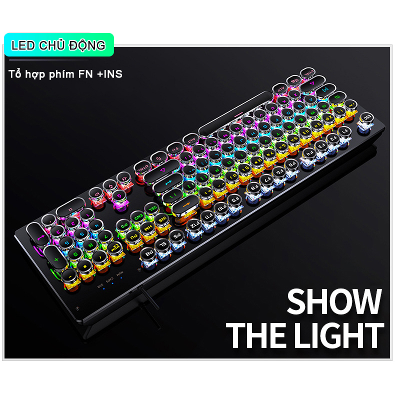 Bàn phím cơ gaming RGB SIDOTECH KZ4 dòng bàn phím máy tính chơi game trục cơ học thiết kế phím tròn lạ mắt độ nảy cao hành trình phím sâu, công thái học bàn phím cơ gaming full size có LED Marquee tuổi thọ 50 triệu lần bấm - Hàng Chính Hãng