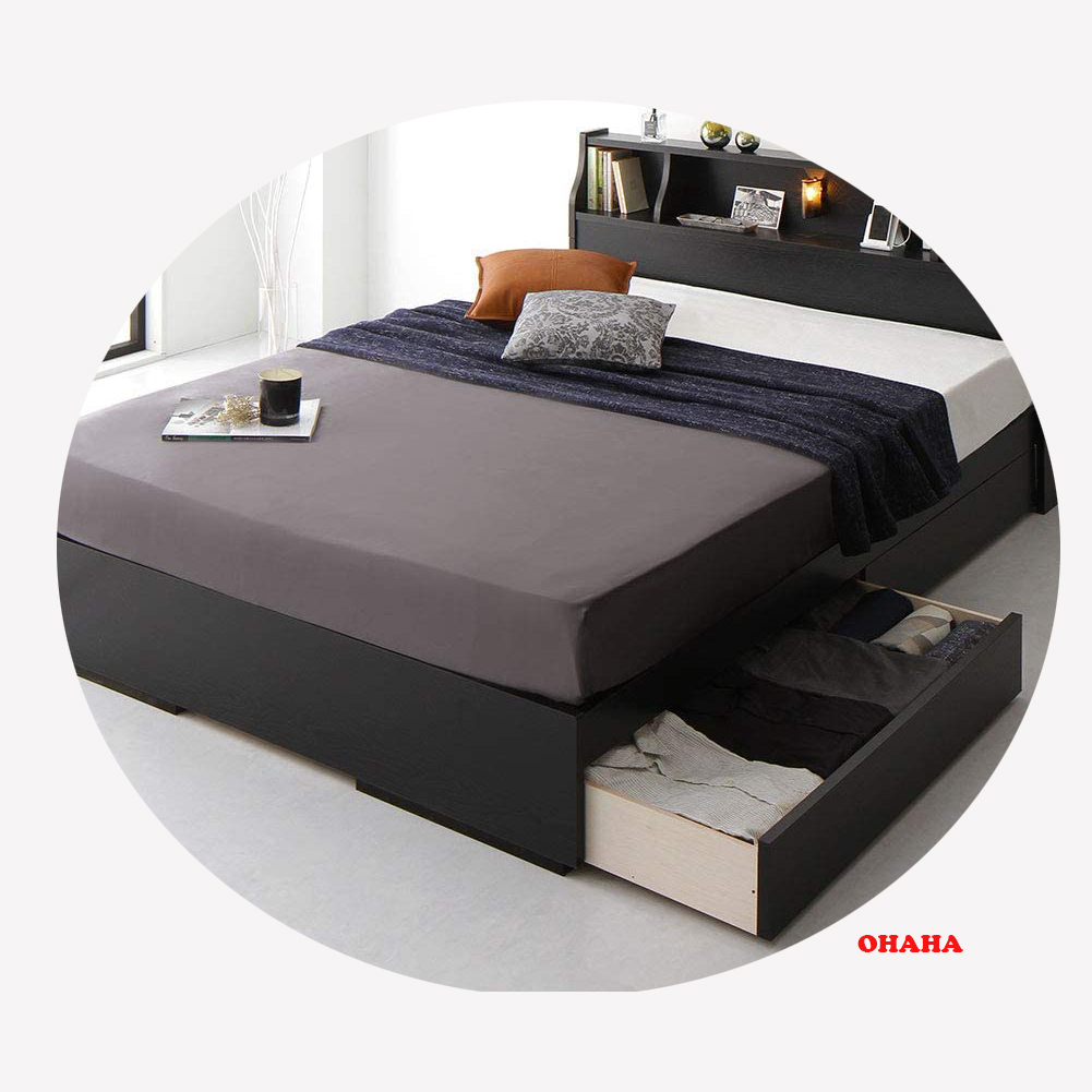 Giường ngủ gỗ Công Nghiệp Cao Cấp OHAHA chuẩn Nhật - Black Bed