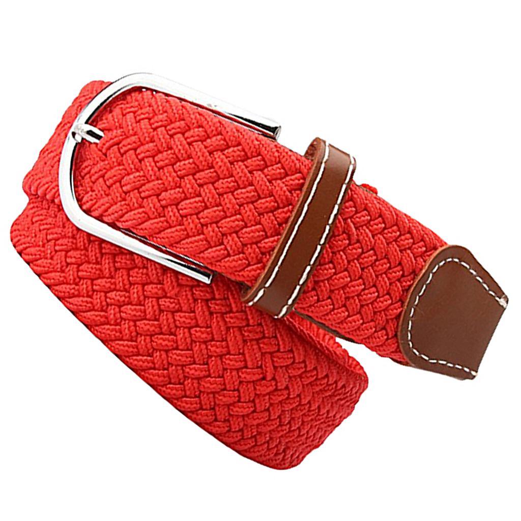 Men Women Casual Woven Canvas Belt Webbing Belt Travel Waistband Red