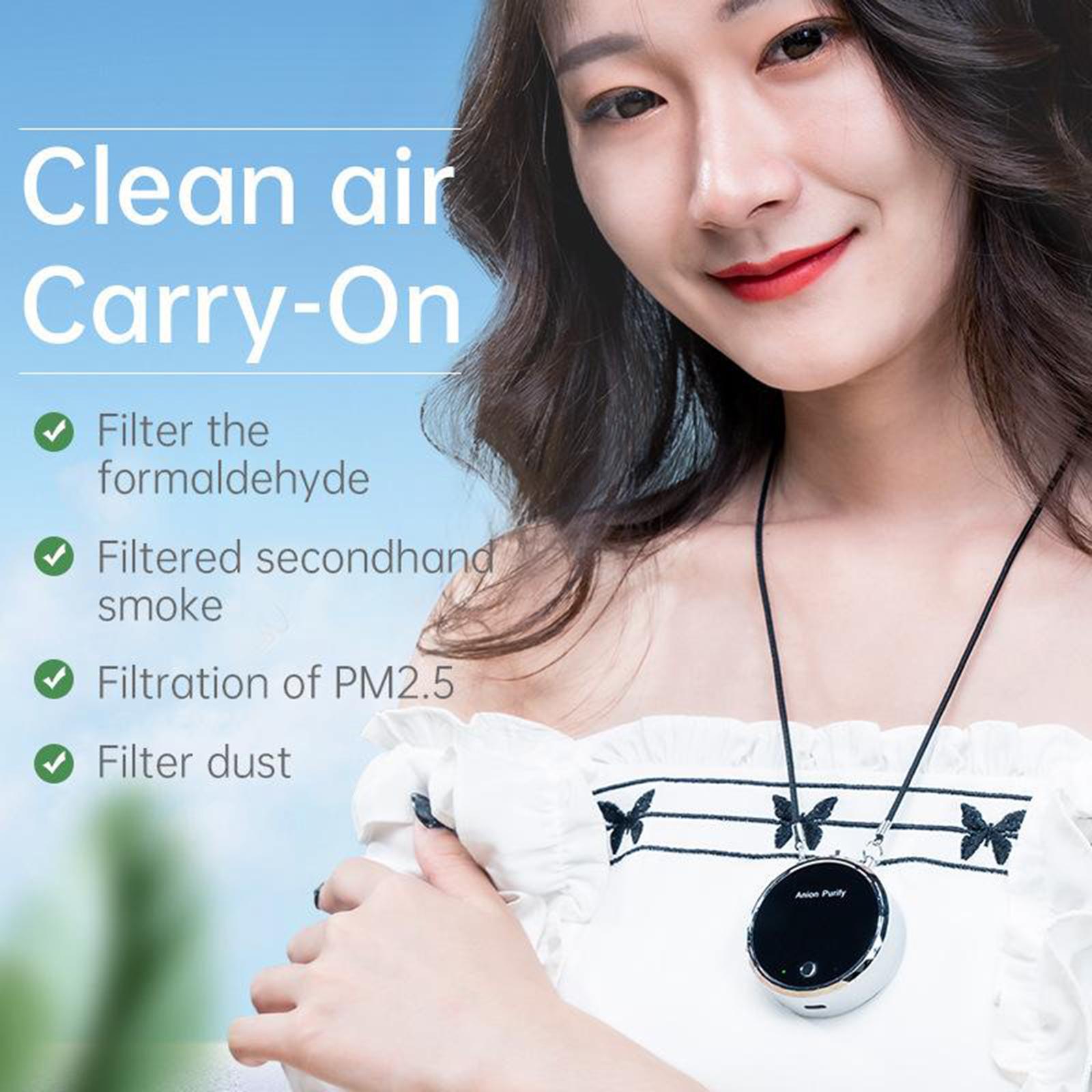 Wearable Air Purifier Personal Air Purifier, Necklace Around The Neck, Travel Size Negative Ion Generator, Remove Smoke Smell