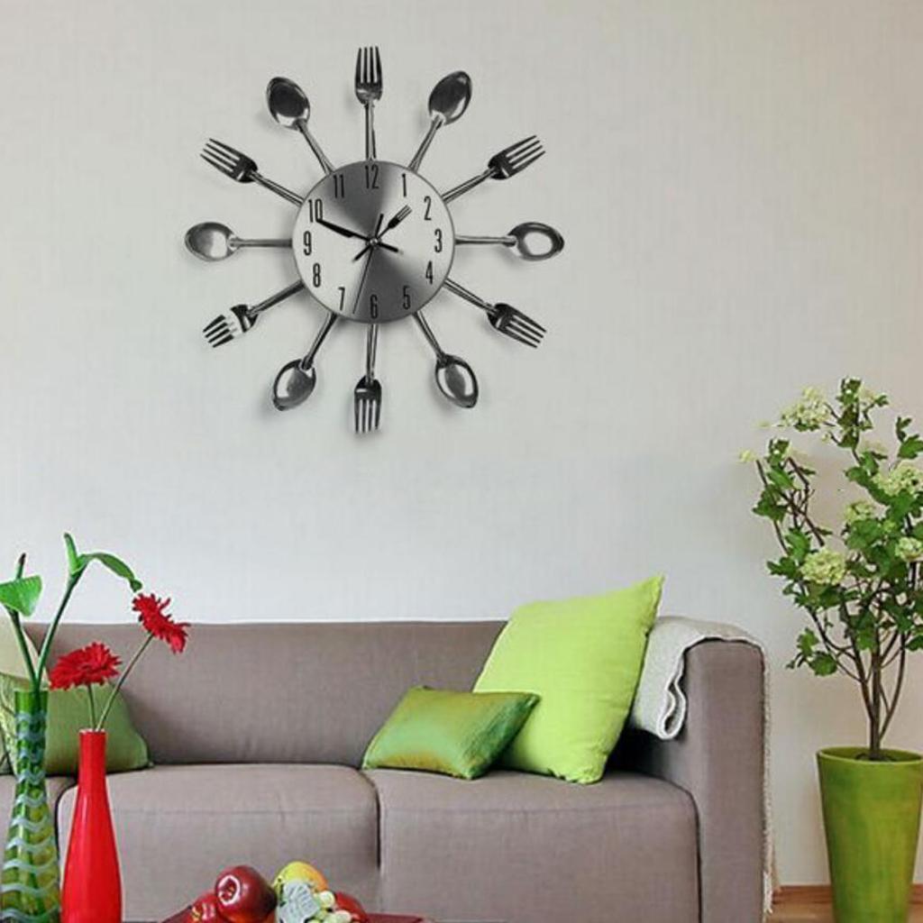 Kitchen Wall Clock Spoon Fork Wall Wall Sticker Room Home Decoration