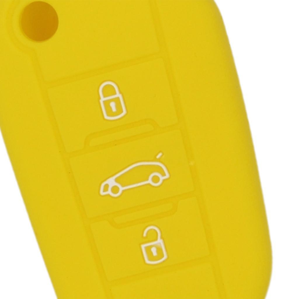 Silicone Car Key Case Cover Fit for AUDI Folding Remote Key Fob Case Shell 3 Buttons Yellow