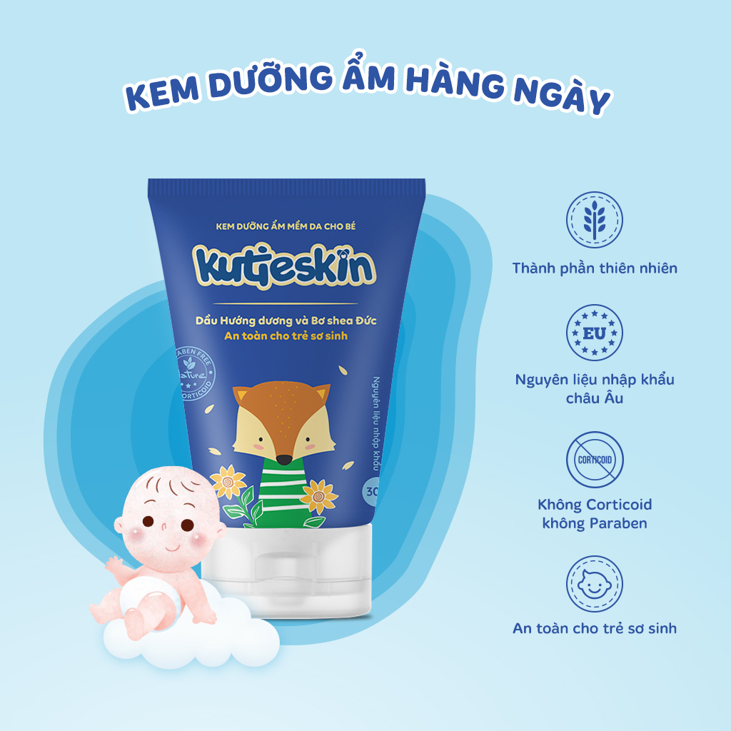 Kem dưỡng ẩm mềm da Kutieskin 30gr là sản phẩm chuyên biệt dành riêng cho trẻ sơ sinh và trẻ nhỏ