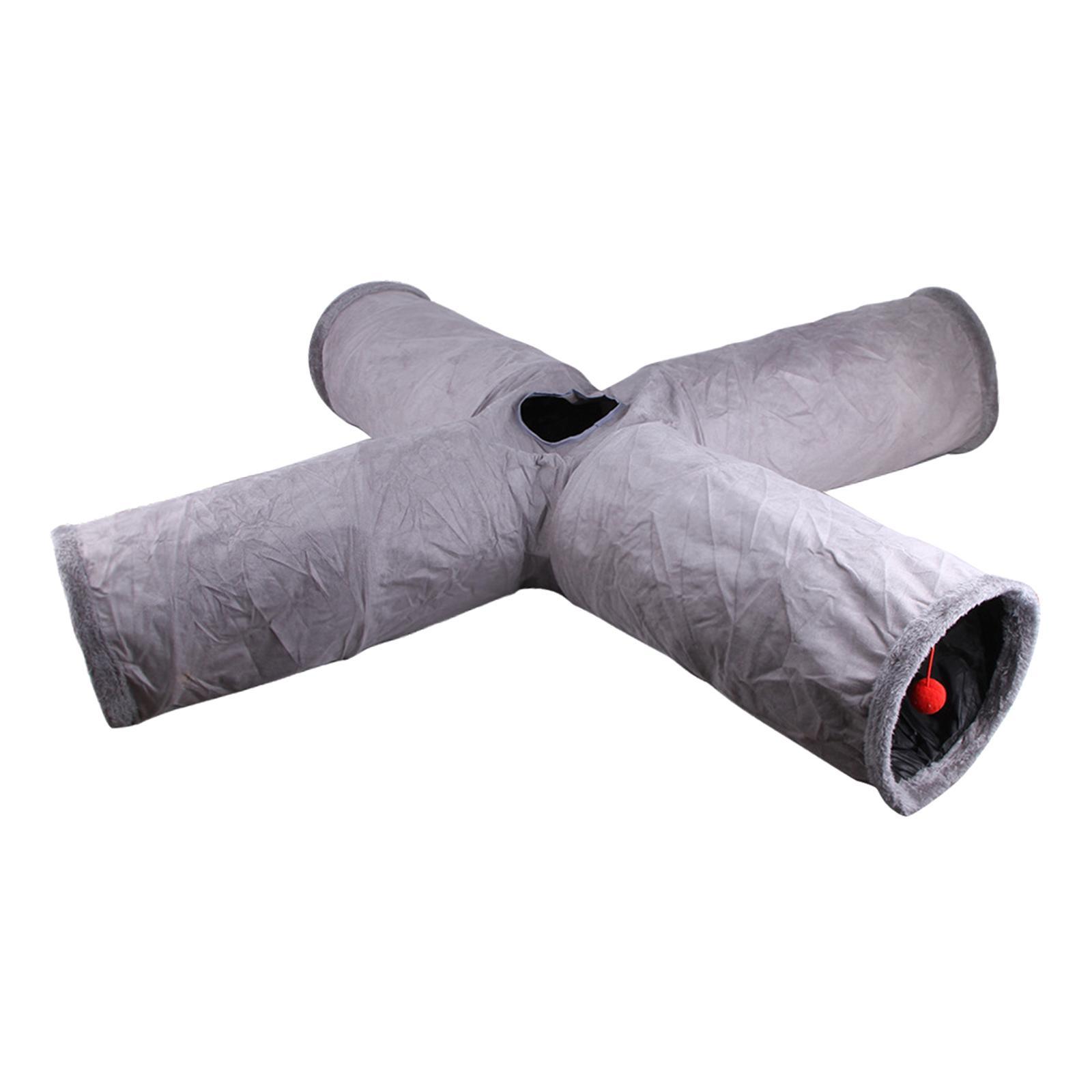Cat Tunnel Tube for Indoor Cats, Cat Toys 4 Way Collapsible, Kitty Tunnel Cat Pet Toys Peek Hole Toy for Puppy, Kitten, Rabbit