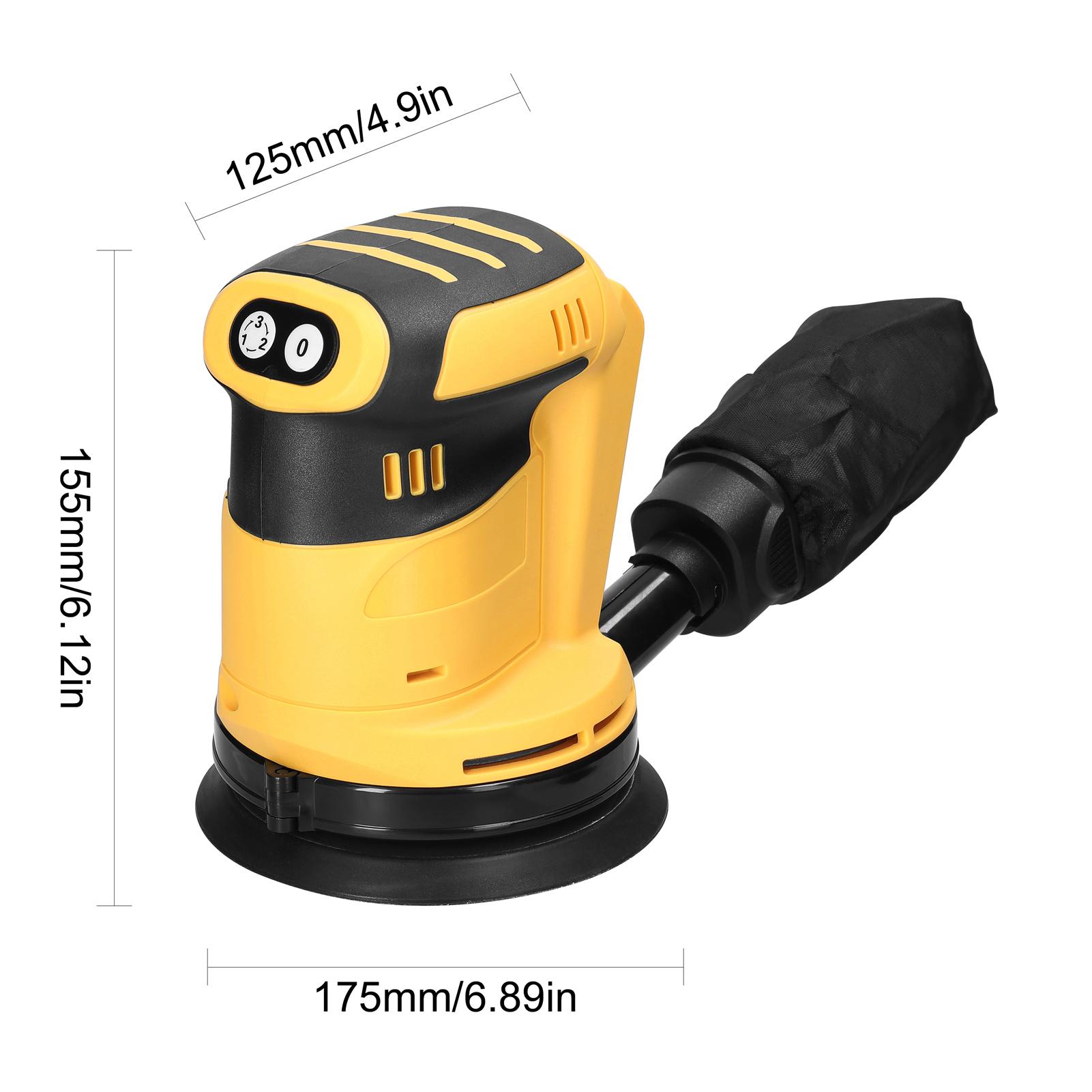 125mm Brush Motor Cordless Orbital Sander Wood Grinder Electric Car Polisher Multifunctional Wood Metal Polishing Grinding Sanding Machine 3 Speed Adjustable Orbital Sander For 20V Battery