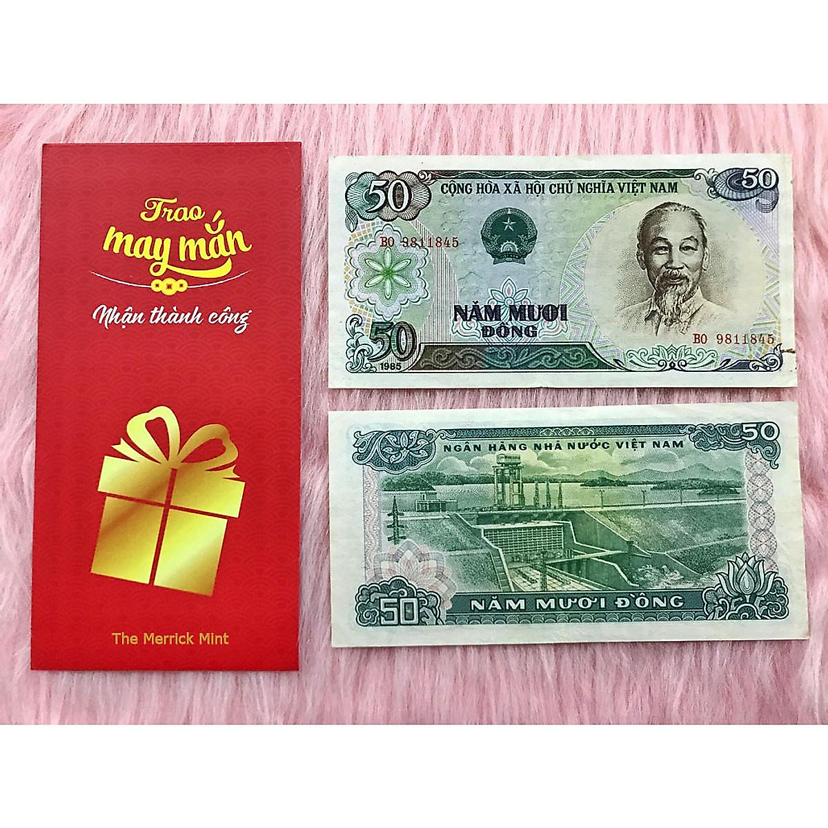 Tờ tiền 50 đồng 1985 , 50 đồng cầu Thăng Long Hà Nội , tiền cổ Việt Nam sau giải phóng đã hết lưu hành