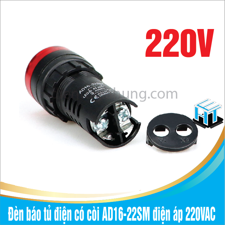 Đèn báo tủ điện có còi AD16-22SM điện áp 220VAC