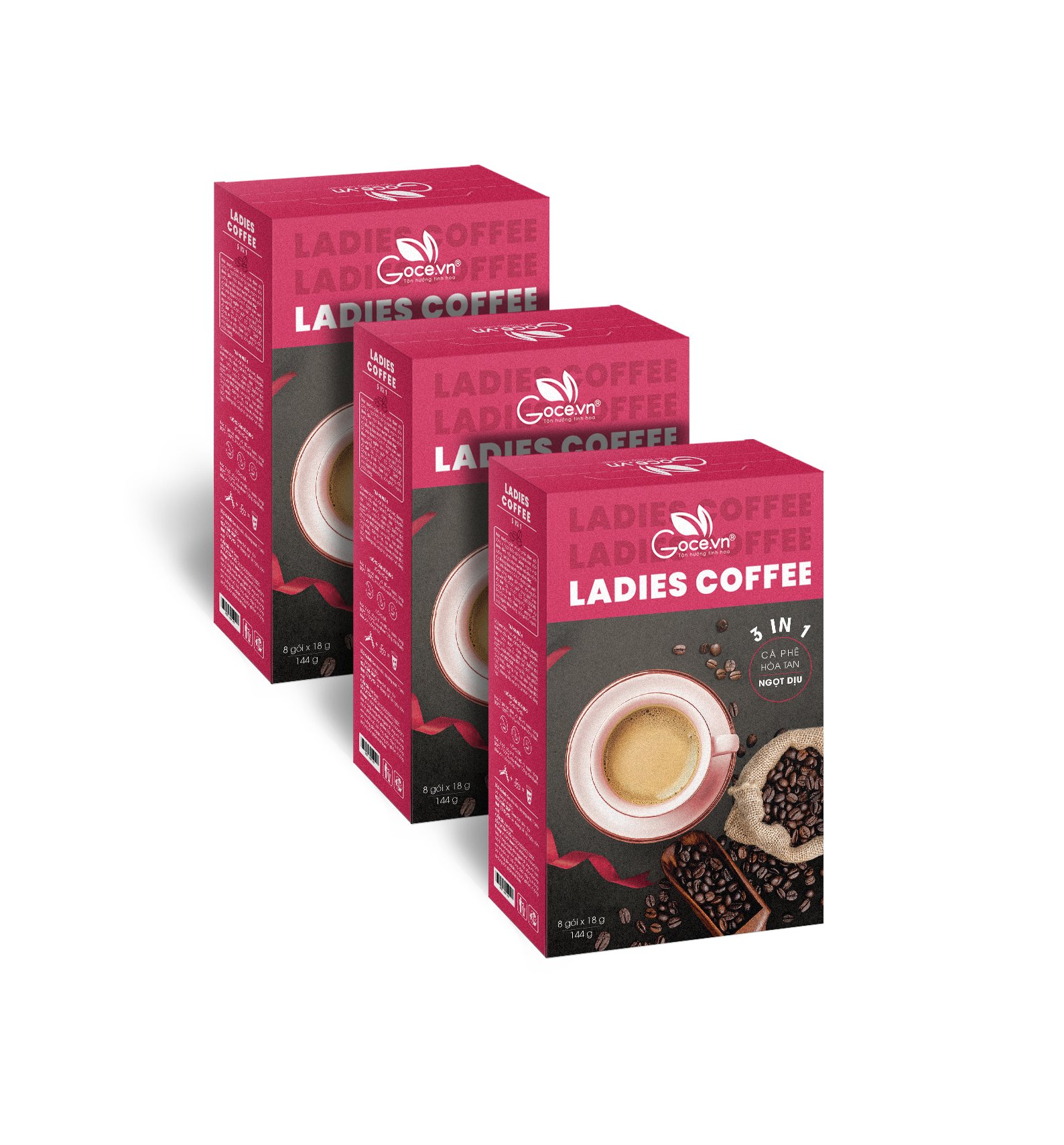 Ladies Coffee Goce - Cafe Nữ hòa tan 3 trong 1 - 144g (8 gói x 18g)