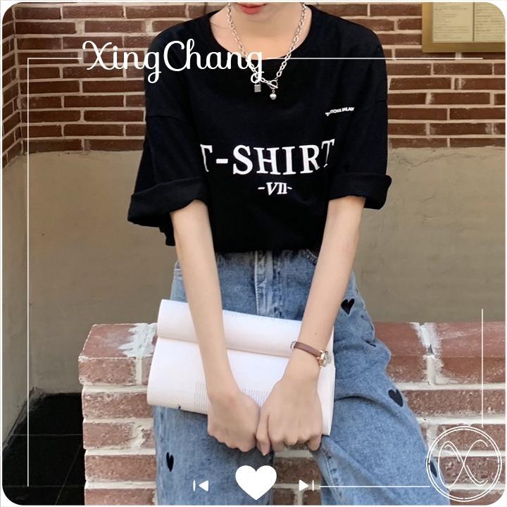 Áo phông nữ form rộng tay lỡ, Áo phông hè chất mịn đẹp nữ tính in T-Shirt mã TLW.28