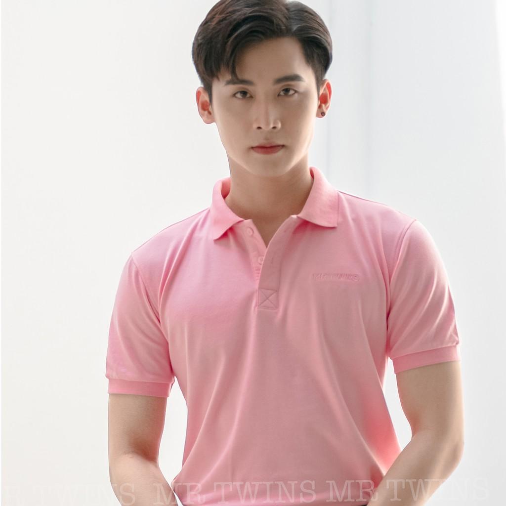 Áo Thun Polo Nam Cổ Bẻ Basic Màu Hồng Phấn Vải Cotton Cá Xấu Thương Hiệu Mr Twins