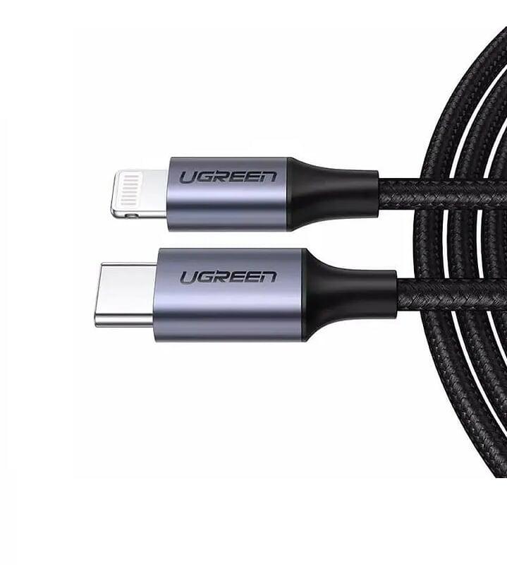 Ugreen UG60762US304TK 3m cáp usb type c ra lightning bọc nhôm chống nhiễu màu đen - HÀNG CHÍNH HÃNG