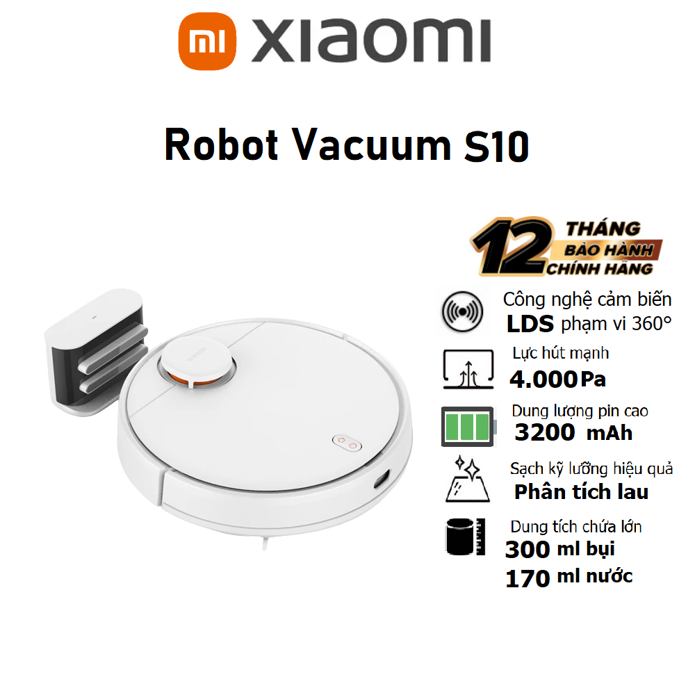 Robot hút bụi lau nhà Xiaomi Robot Vacuum S10 EU Bản quốc tế - Hàng chính hãng