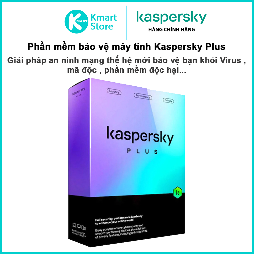 Phần mềm bảo vệ máy tính Kaspersky Plus | Bản quyền chính hãng 365 ngày - Hàng Chính Hãng