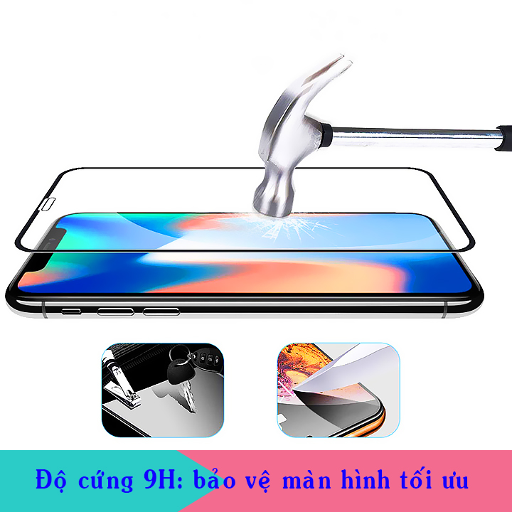 Miếng Dán Cường Lực Bảo Vệ Màn Hình Toàn Diện Cho Oppo A3s - Full Màn Hình - Màu Đen - Hàng Chính Hãng