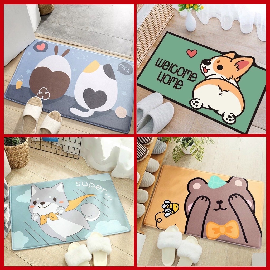 Cặp 2  thảm chùi  chân nhà  bếp  hoa văn  3D  ,   thiết kế lớp cao su chống trượt cao cấp  giúp  thảm  bám sàn ,   thấm hút nước  , phù hợp đặt mọi nơi trong nhà