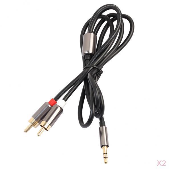 3.3FT Aux Audio 3.5mm Stereo Male to 2 RCA Y Cable Double-Shielde For Phone iPod MP3 Tablet Hi-Fi, Pack of 2