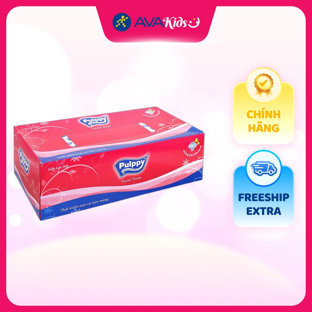 Hộp 180 tờ khăn giấy lụa PULPPY không mùi 2 lớp - Hàng Chính Hãng